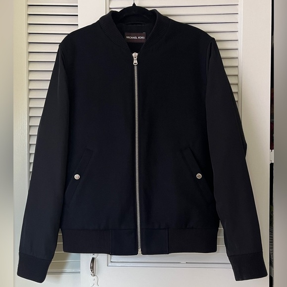 Michael Kors Other - Michael Kors Men's Black Wool Blend Varsity Bomber Jacket Sz M